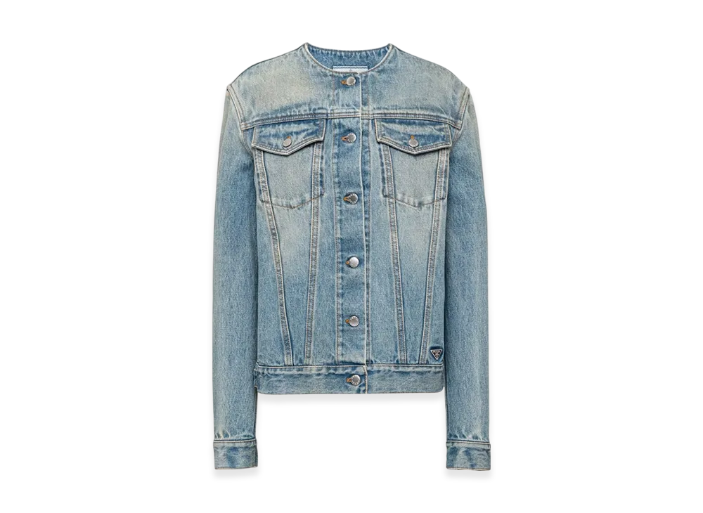 PRADA Women's Denim Blouson Jacket "Light Blue"