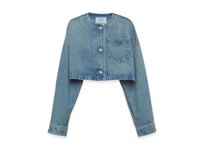 PRADA Women's Denim Blouson Jacket "Mid Blue"