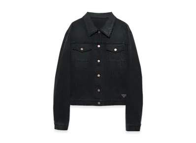 PRADA Women's Denim Blouson Jacket "Black"