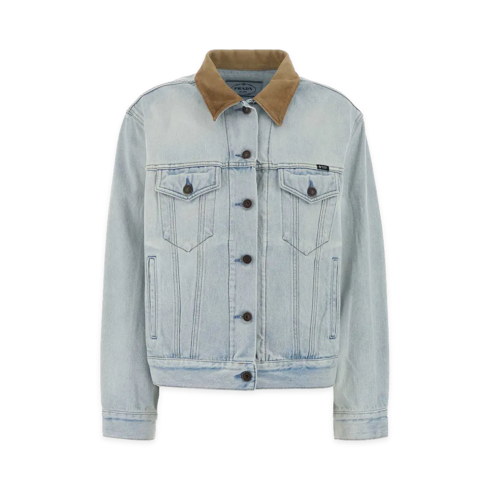 PRADA Women's Denim Blouson Jacket "Light Blue"