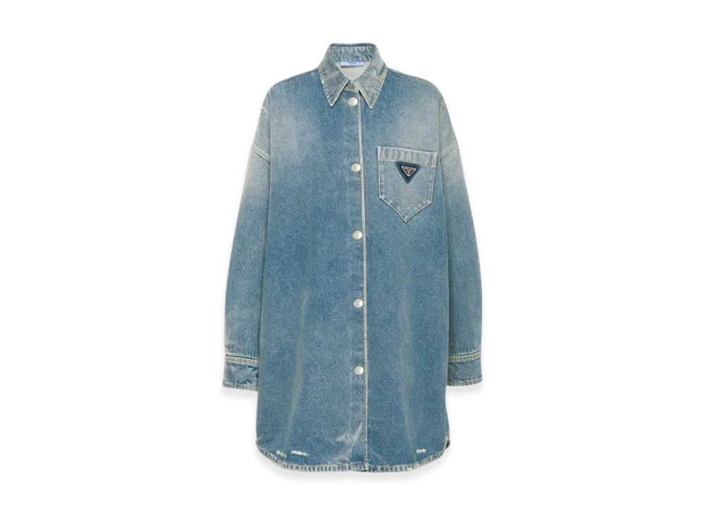 PRADA Women's Oversized Organic Denim Shirt "Navy"