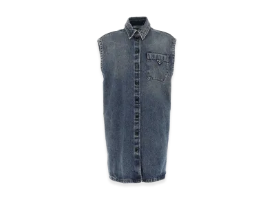 PRADA Women's Denim Sleeveless Shirt "Blue"