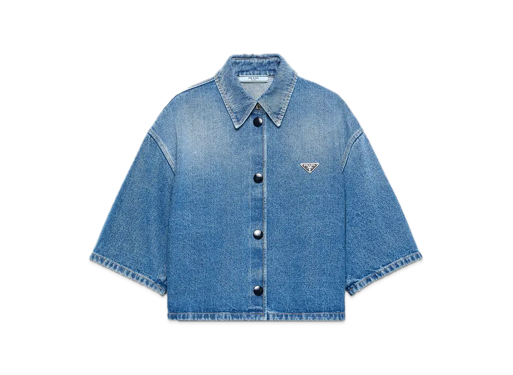 PRADA Cropped Denim Shirt "Light blue"
