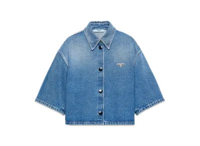 PRADA Cropped Denim Shirt "Light blue"