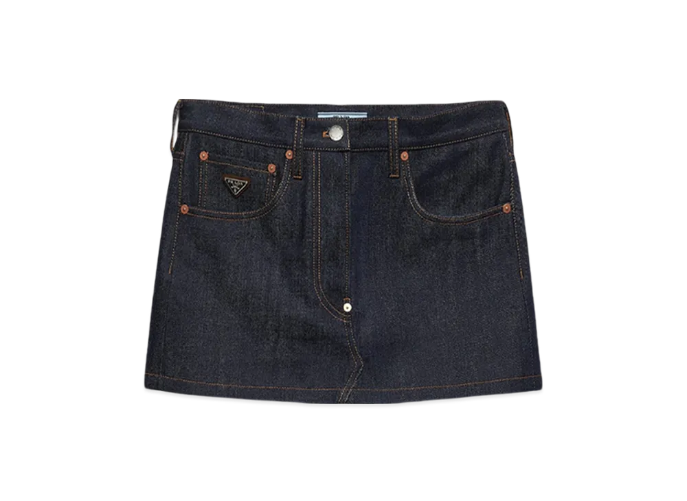 PRADA Women's Miniskirt In Selvedge Denim "Navy"