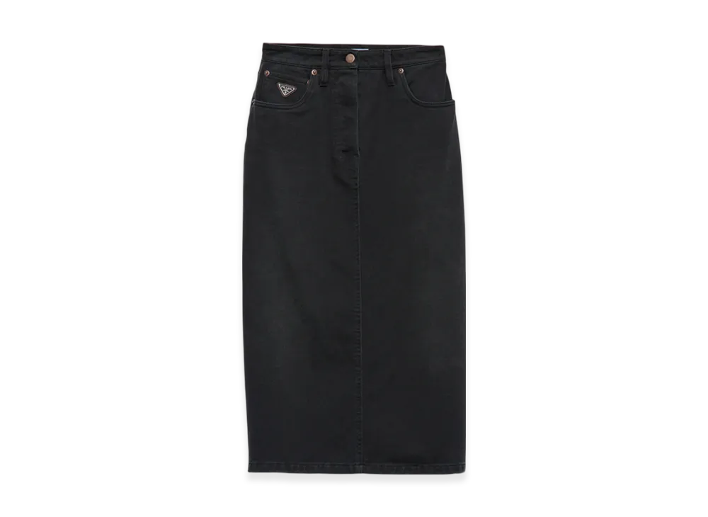PRADA Women's Denim Midi-Skirt "Black"