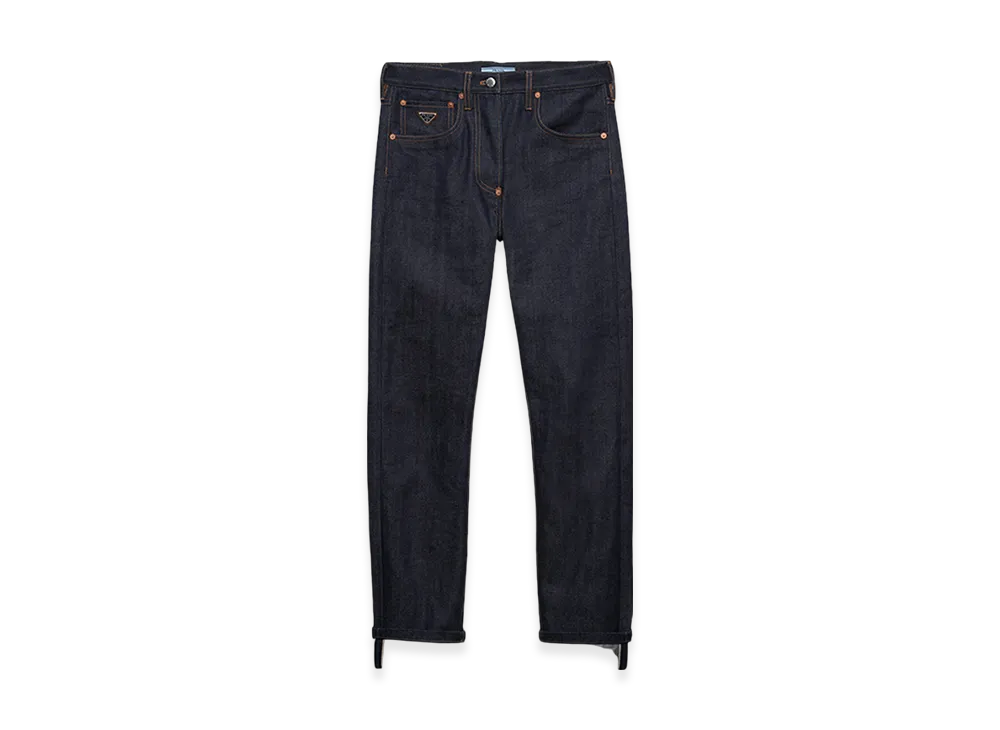 PRADA Women's Straight Jeans In Selvedge Denim "Navy"
