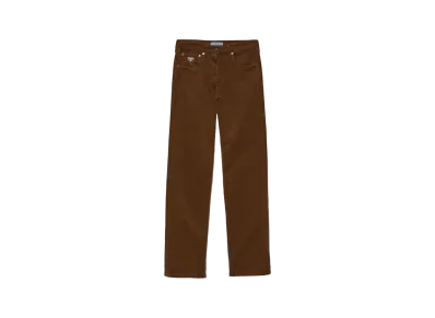 PRADA Women's Wide-Legged Corduroy Pants "Camel"