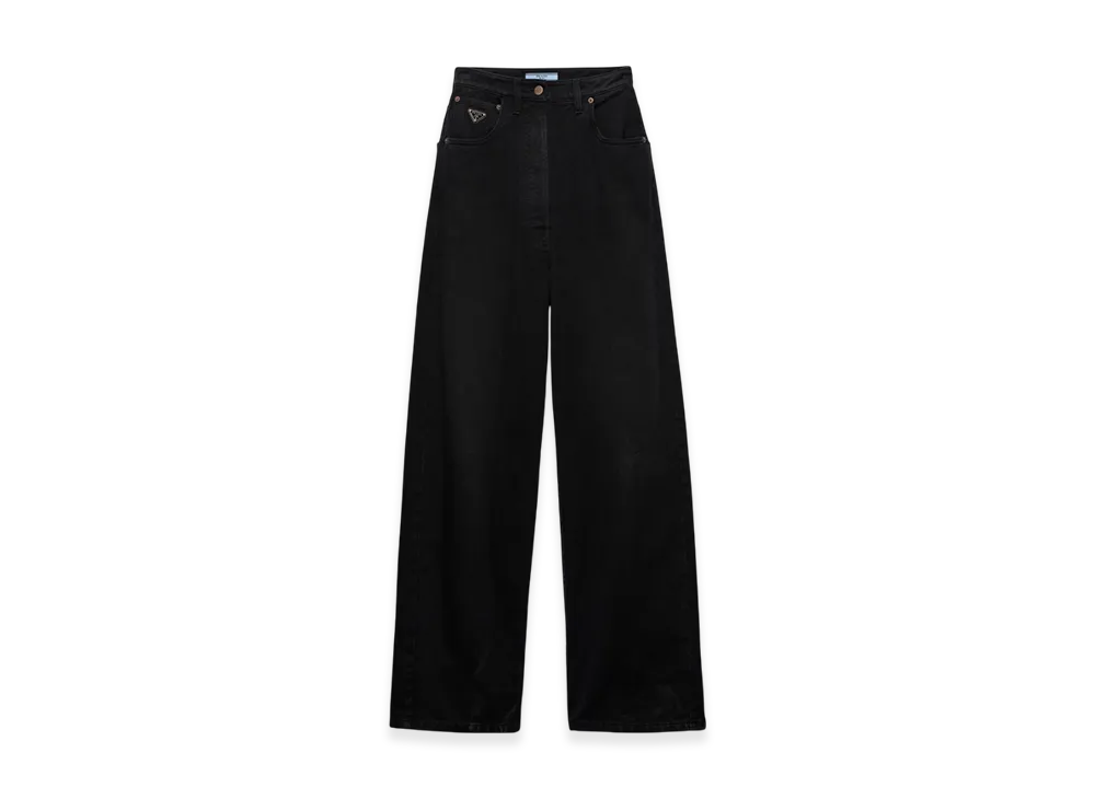 PRADA Women's Wide Leg Denim Jeans "Black"