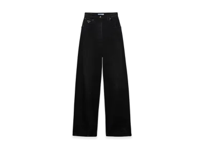 PRADA Women's Wide Leg Denim Jeans "Black"