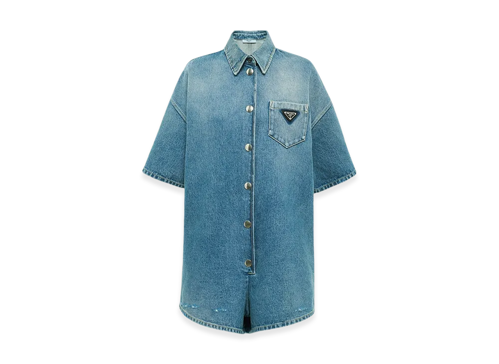 PRADA Women's Organic Denim Playsuit "Navy"