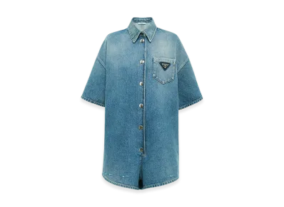 PRADA Women's Organic Denim Playsuit "Navy"