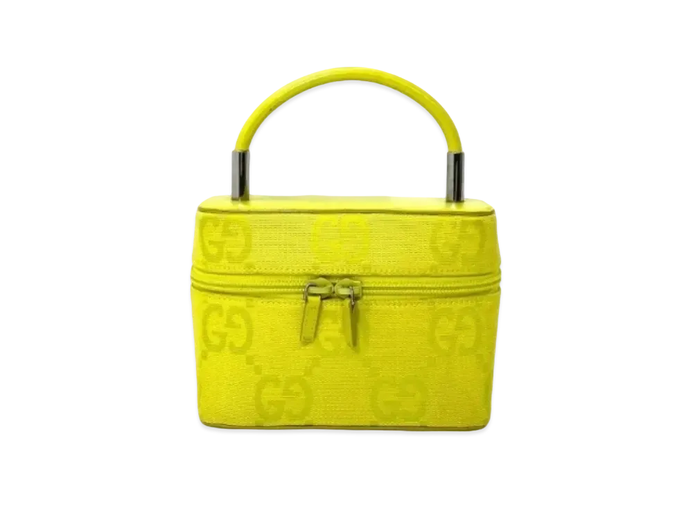 GUCCI GG Canvas Vanity Bag Hand Bag "Yellow"