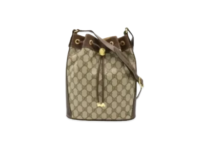 GUCCI Old Gucci GG Plus Sherry Line Drawstring Bag "Brown"