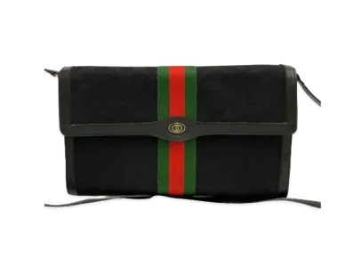 GUCCI Old Gucci Sherry Line GG Leather Canvas "Black"