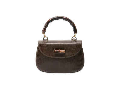 GUCCI Classic Bamboo Lizard Medium Bag "Dark Brown"