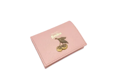 GUCCI Compact Wallet Gucci Garden Cherry Leather "Pink"