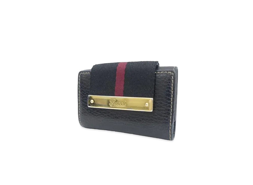 GUCCI Strap 6 Key Case Sherry Line Leather "Black"
