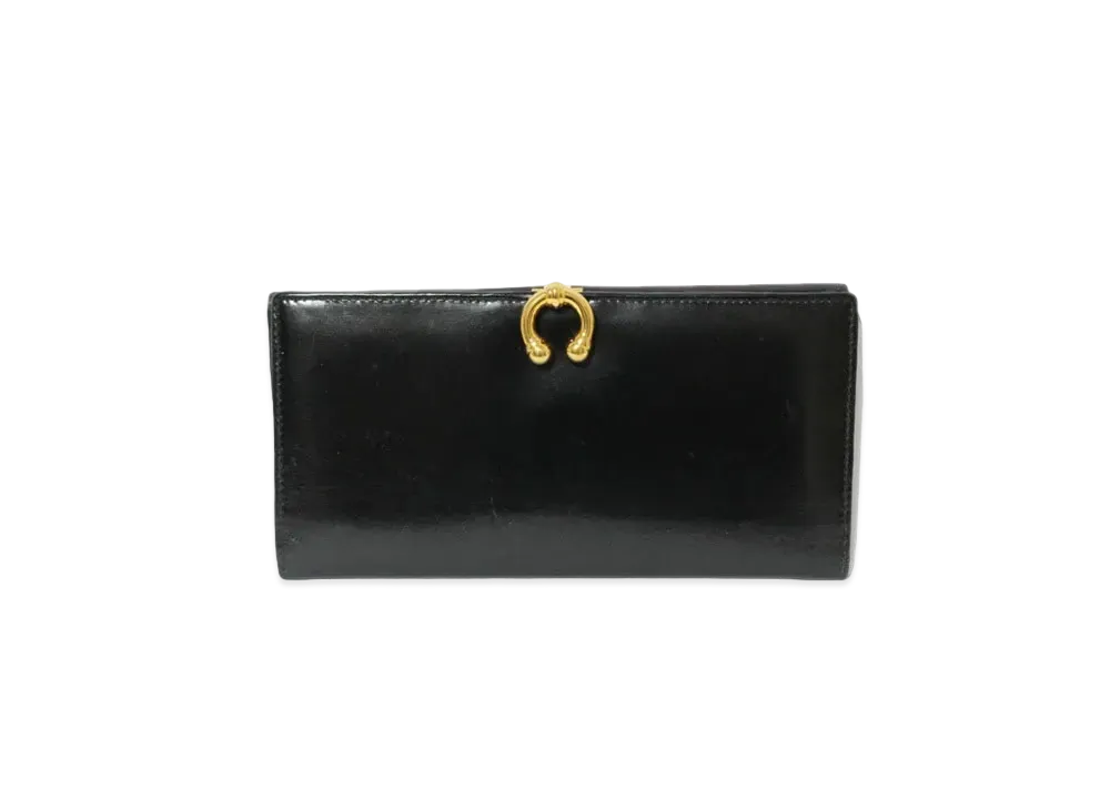 GUCCI Long Wallet Horseshoe Leather "Black"