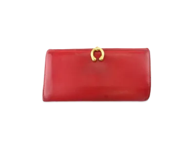 GUCCI Long Wallet Horseshoe Leather "Red"