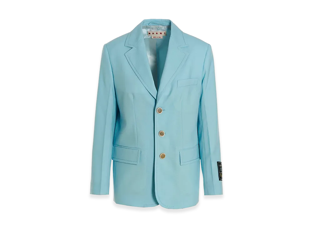 MARNI Women's Single-Breasted Blazer Jacket "Azure"