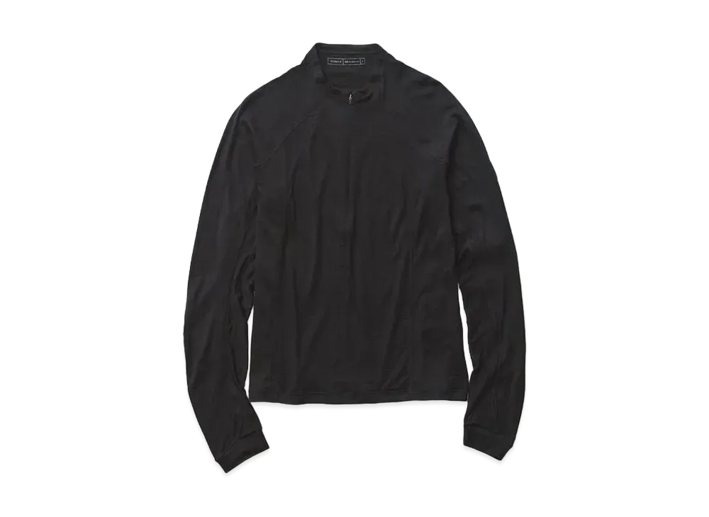 Goldwin 0 Wool Half Zip Long Sleeve Tee Shirt (Unisex) "Black"