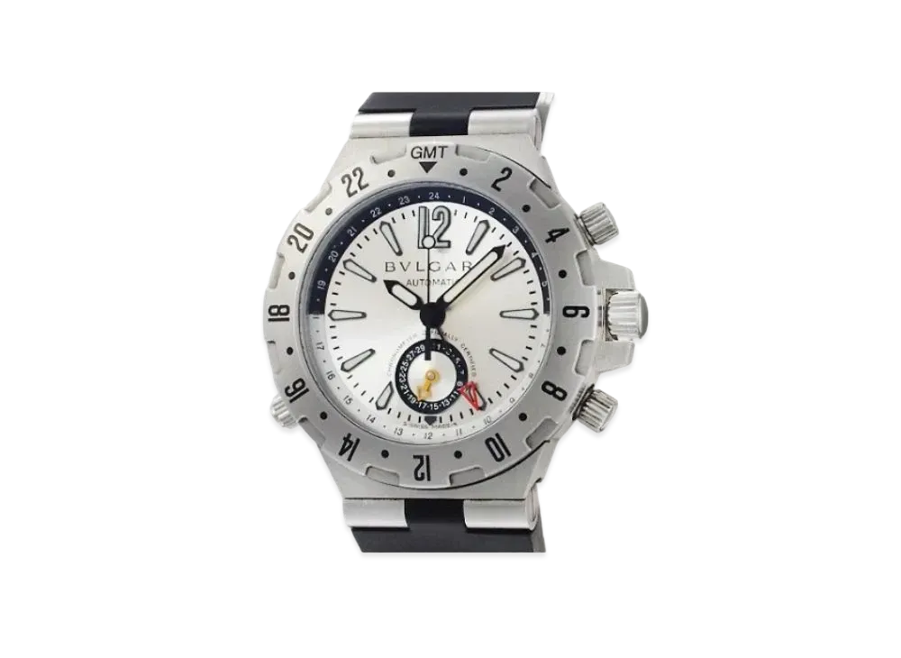 BVLGARI Diagono Professional GMT "Silver/Stainless Steel/Black"