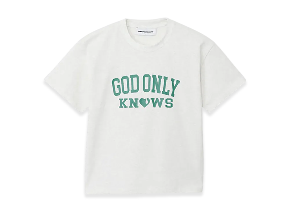 GOD ONLY KNOWS College Logo T-Shirt "Heather White"