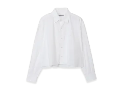 GOD ONLY KNOWS Cropped Plain Shirt "White"