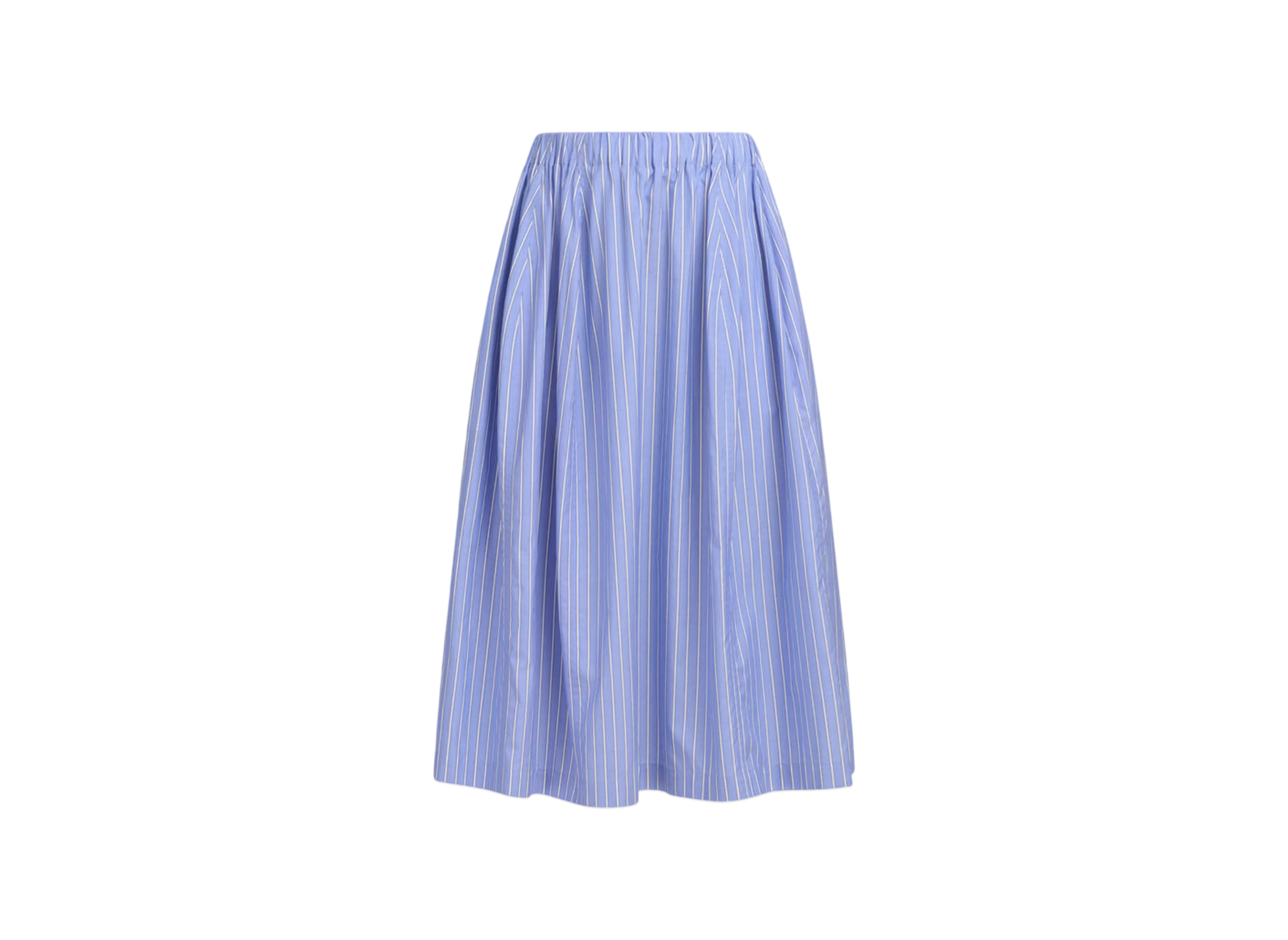 Marni Women's Wide Skirt In Striped Blue Poplin "Blue"