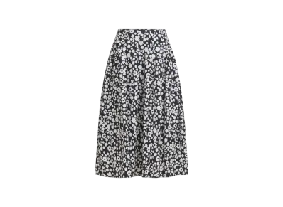 Marni Women's Poplin Midi Skirt with Pop Fields Motif "Black"