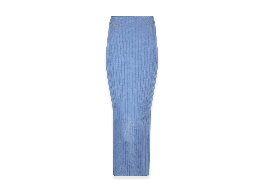 MARNI Women's Long Celestial Ribbed Skirt "Blue"