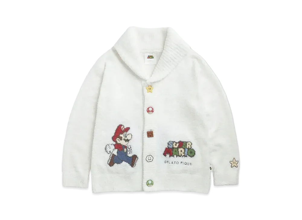 GELATO PIQUE x SUPER MARIO Unisex Babymoco JQD Shawl Cardigan "Off White"