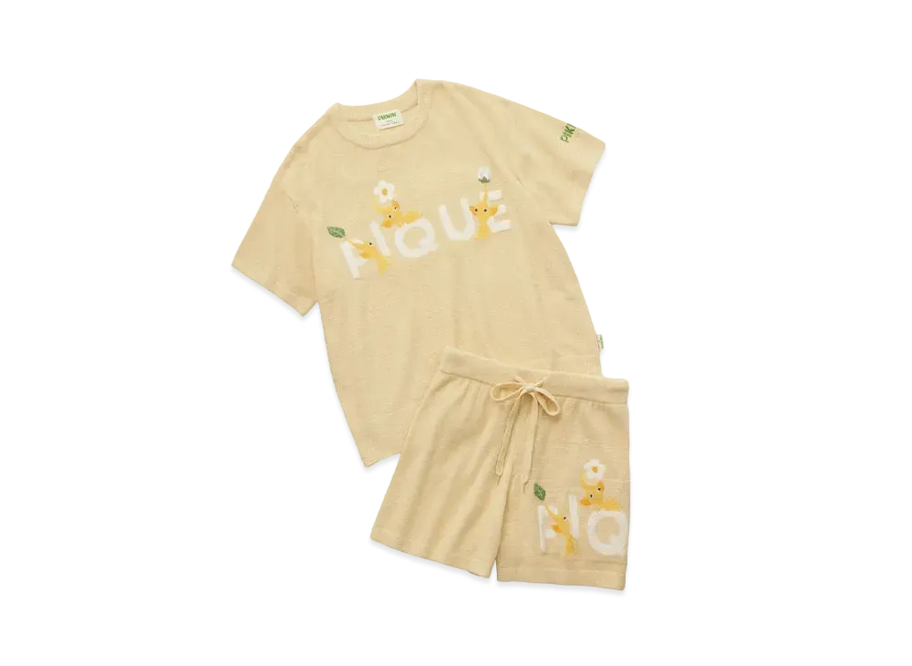 GELATO PIQUE x PIKMIN Jacquard Pullover & Shorts Set "Yellow"