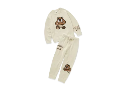 GELATO PIQUE x SUPER MARIO Ladies Baby Moco Jacquard Pullover & Long Pants Set "Beige"