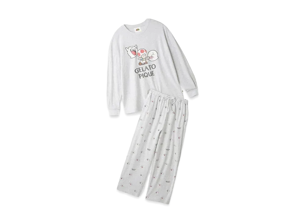 GELATO PIQUE x SUPER MARIO Long T & Long Pants Set "Gray"