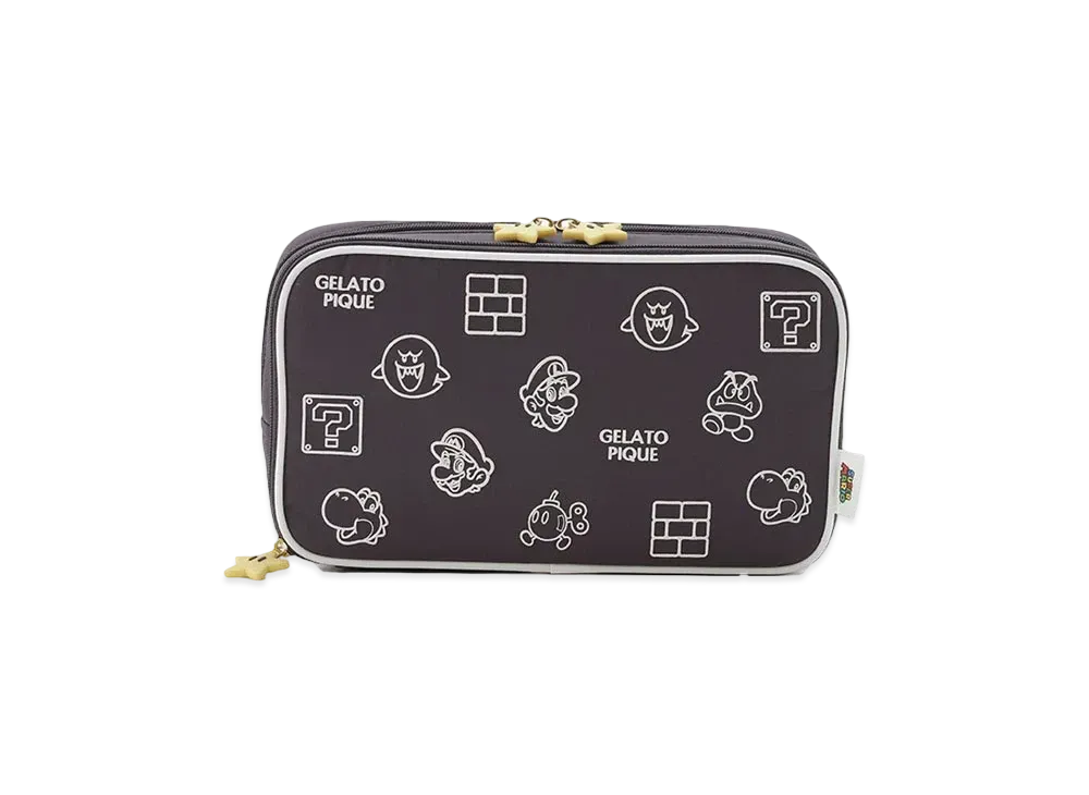 GELATO PIQUE x SUPER MARIO Assorted Pattern Gadget Pouch "Dark Gray"
