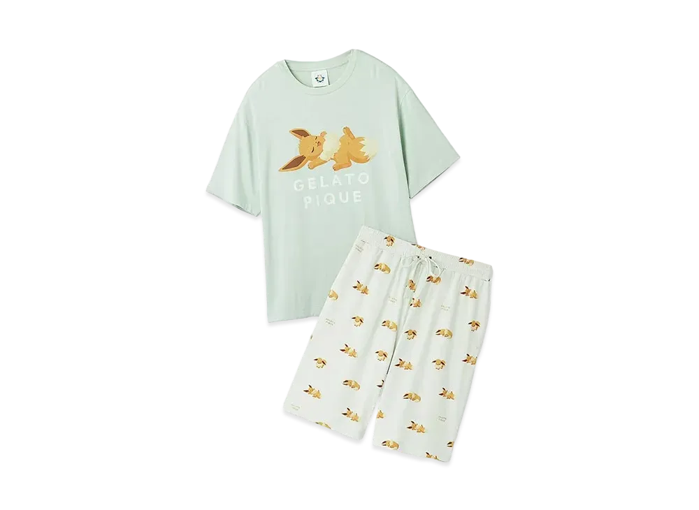 GELATO PIQUE x Pokemon Sleep Men's Cool To The Touch Print T-Shirt & Half Pants Set "Mint"