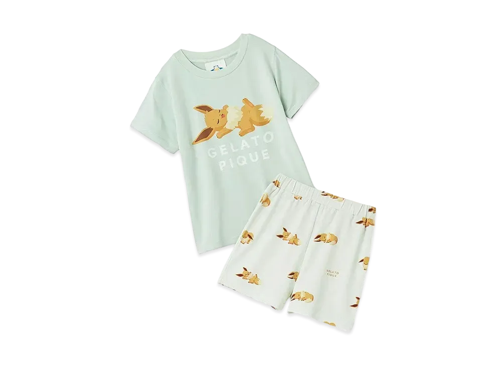 GELATO PIQUE x Pokemon Sleep Kids Cool To The Touch Print T-Shirt & Short Pants Set "Mint"