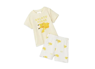 GELATO PIQUE x Pokemon Sleep Baby Cool To The Touch Print T-Shirt & Short Pants Set "Yellow"