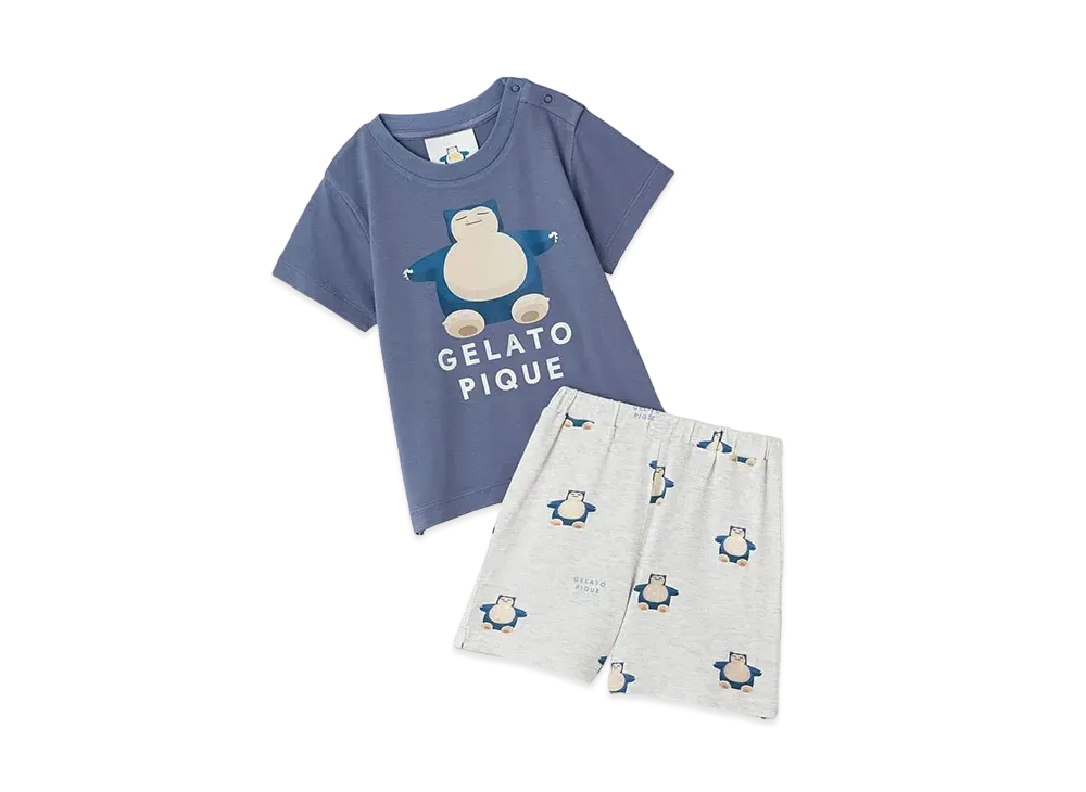 GELATO PIQUE x Pokemon Sleep Baby Cool To The Touch Print T-Shirt & Short Pants Set "Navy"