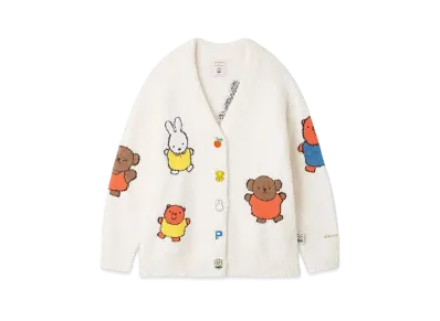 GELATO PIQUE x Dick Bruna Unisex Baby Moco All-Over Print Jacquard Cardigan "Cream"