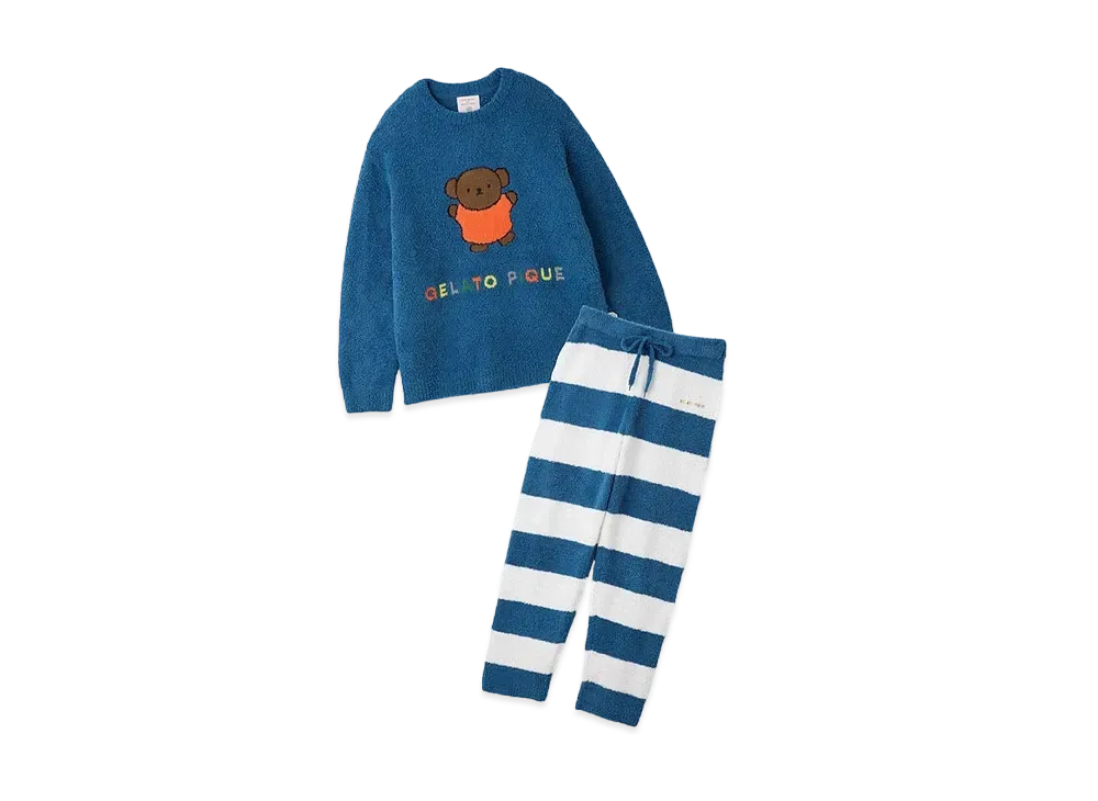GELATO PIQUE x Dick Bruna Men's Baby Moko Jacquard Pullover & Long Pants Set "Blue"