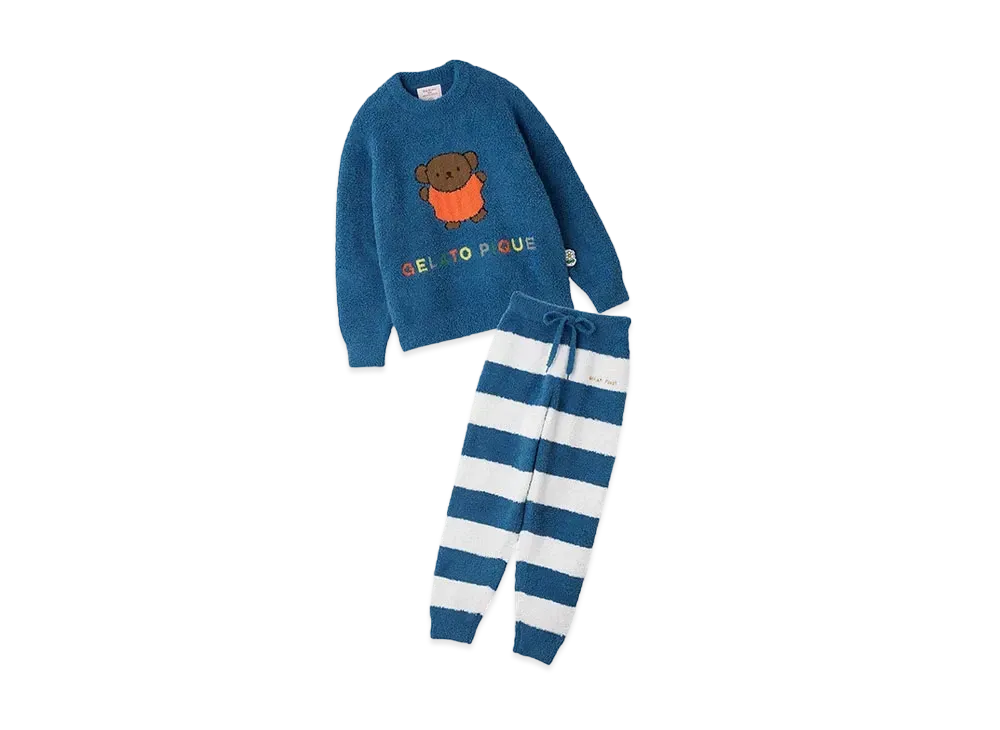 GELATO PIQUE x Dick Bruna Junior Baby Moko Jacquard Pullover & Long Pants Set "Blue"