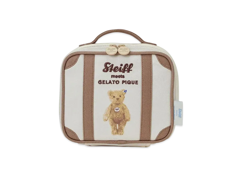 GELATO PIQUE x Steiff James Embroidered Suitcase Pouch "Cream"