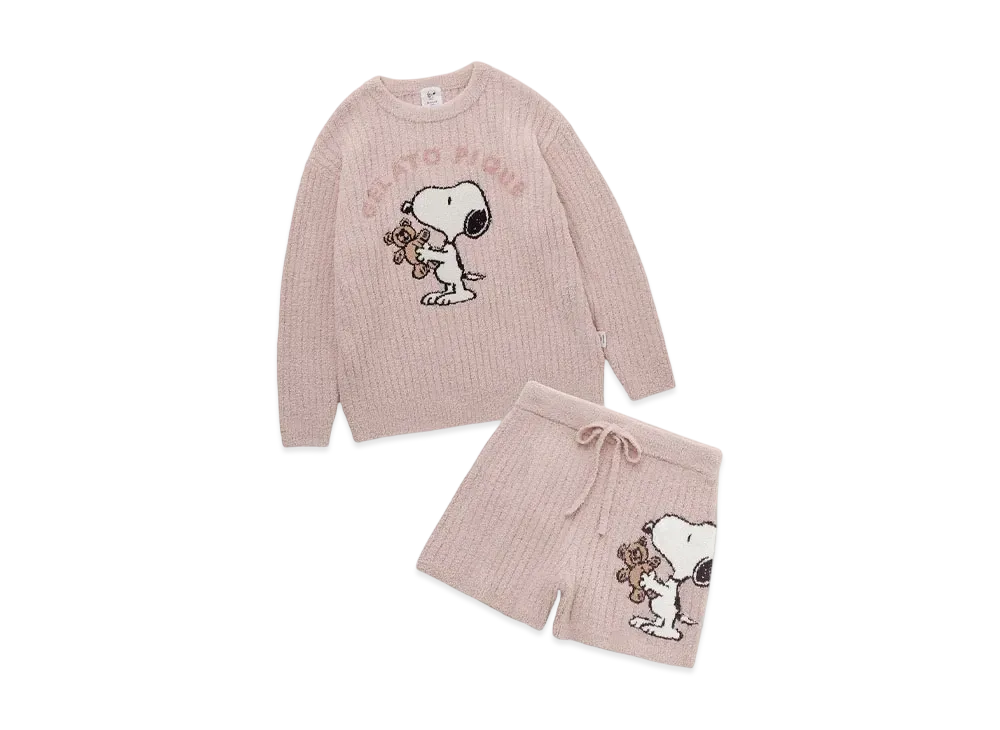 GELATO PIQUE x PEANUTS Snoopy x Bear Jacquard Pullover & Short Pants Set "Pink"
