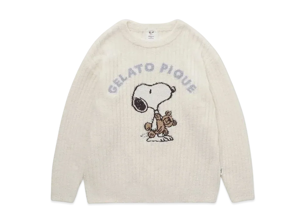 GELATO PIQUE x PEANUTS Snoopy x Bear Jacquard Pullover "Off White"