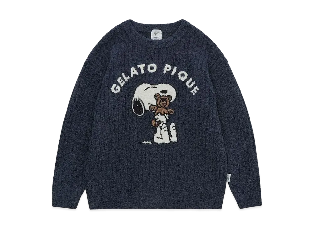 GELATO PIQUE x PEANUTS Snoopy x Bear Jacquard Pullover "Navy"