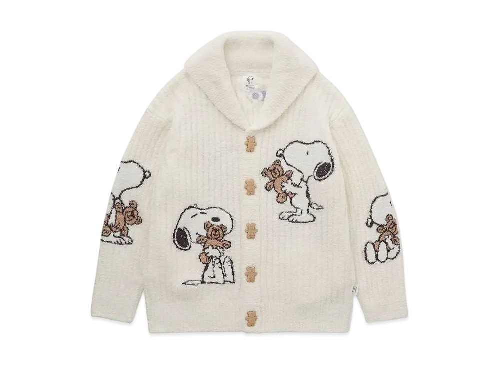 GELATO PIQUE x PEANUTS Snoopy x Bear Jacquard Shawl Cardigan "Off White"