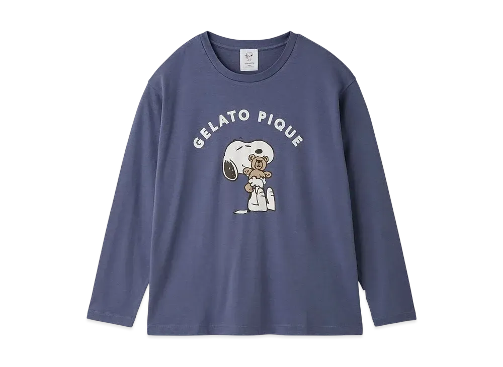 GELATO PIQUE x PEANUTS Snoopy x Bear One Point Long T-Shirt "Navy"